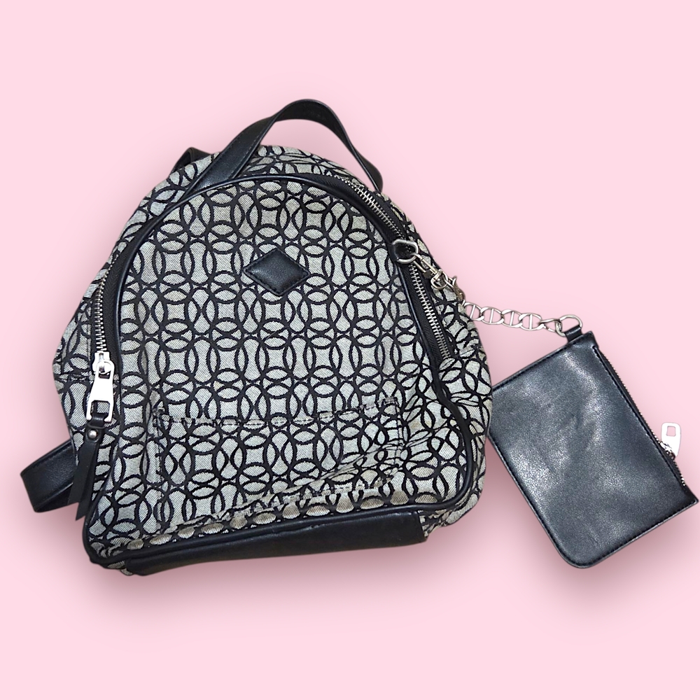 Elegant Black and Gray Women's Mini Backpack/Purse